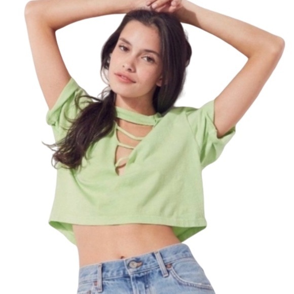 Urban Outfitters Tops - UO Penelope Cutout Lime Crop Top